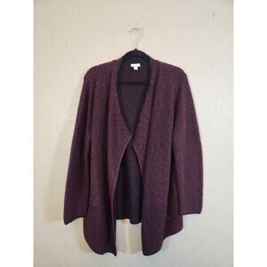 Purejill Women's Maroon‎ Red Solid Long Sleeve Open Front Cardigan Sweater XL